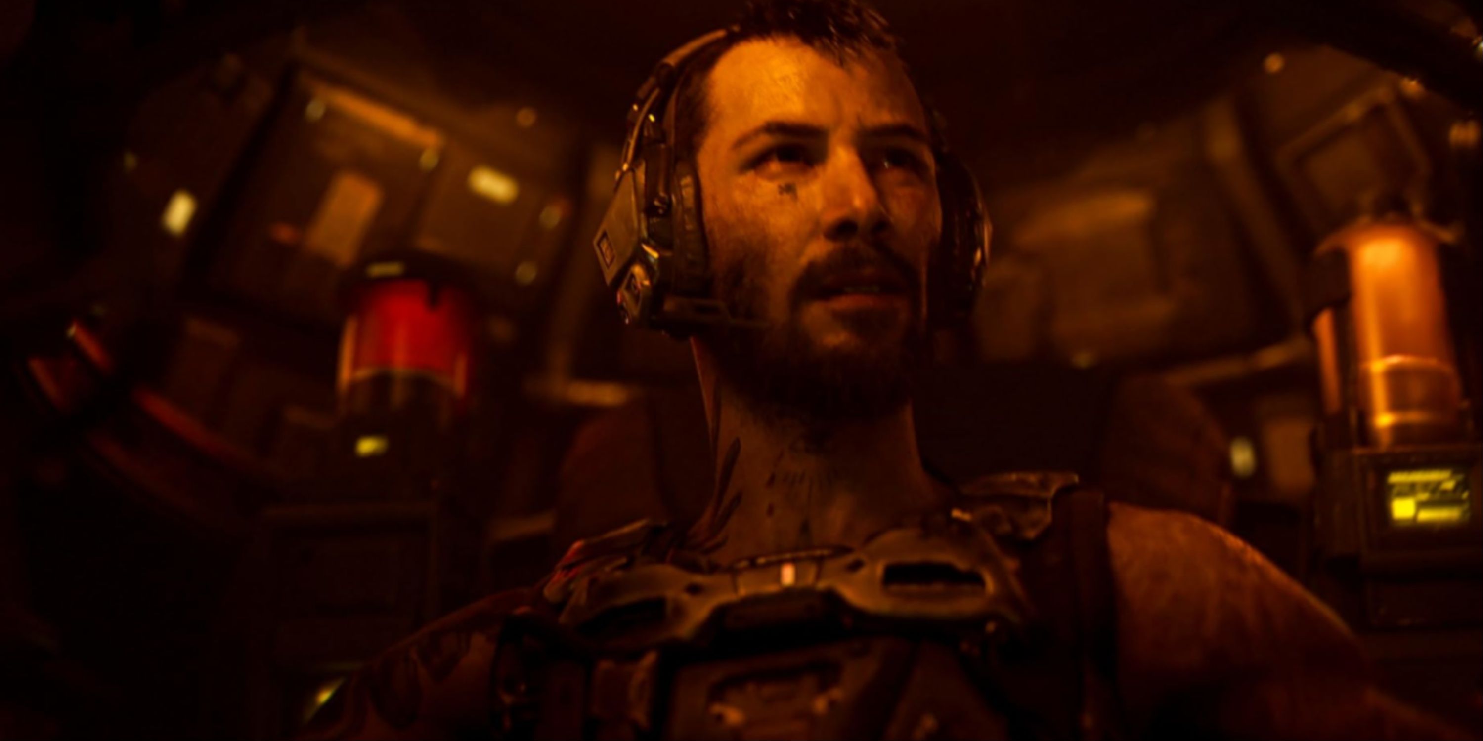 Secret Level - A close-up of Keanu Revves' pilot character inside his Armored Core unit.