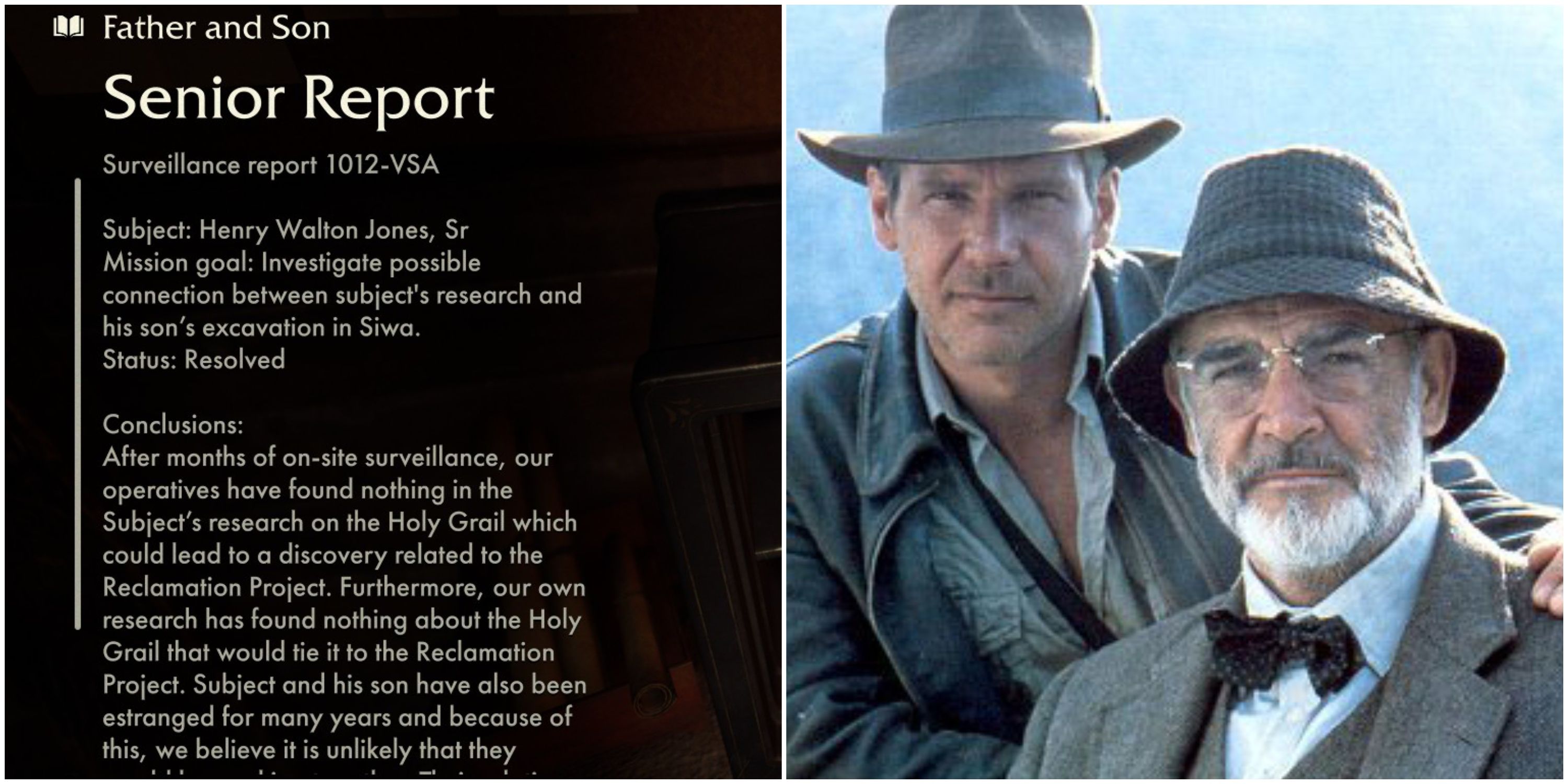 the father and son mystery with indiana jones and henry jones sr