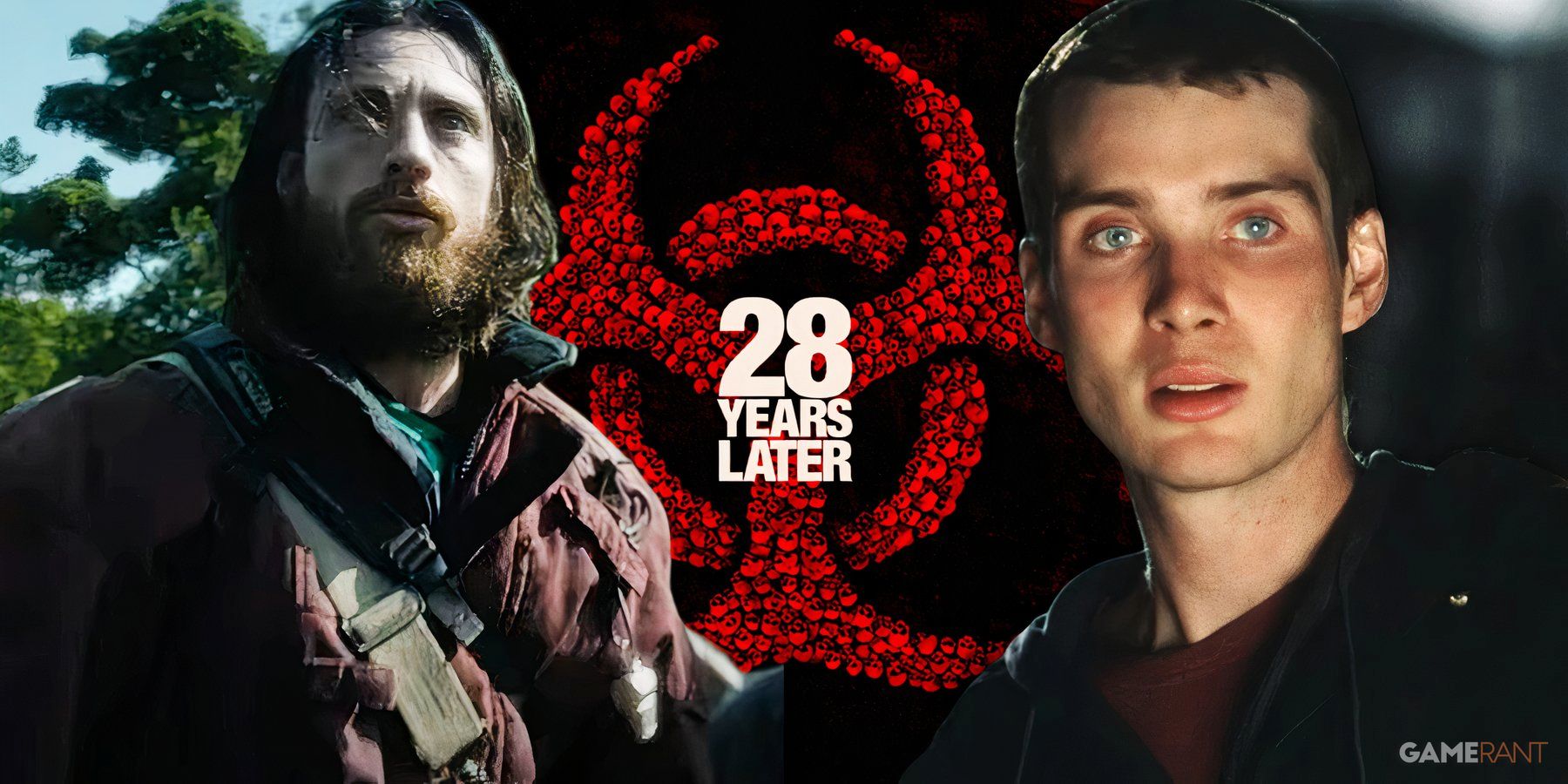 aaron taylor johnson in 28 years later, cillian murphy in 28 days later, 28 years later logo