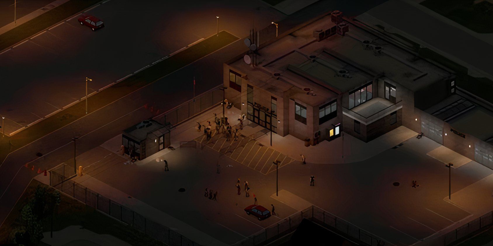 nighttime police station 