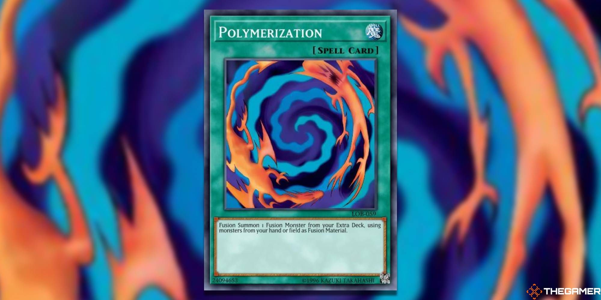 Polymerization card and art background from Yu-Gi-Oh! TCG.