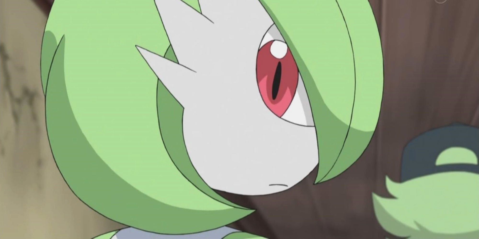 Gardevoir looks over its shoulder in Pokemon.