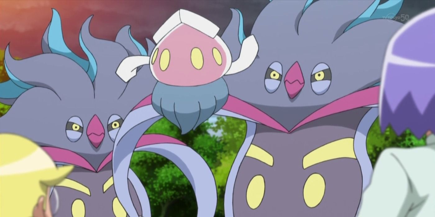 A group of Malamar and Inkay in the Pokemon anime.