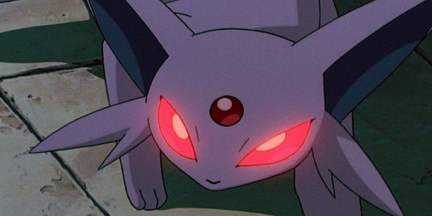 Espeon's eyes glow red in the Pokemon anime.