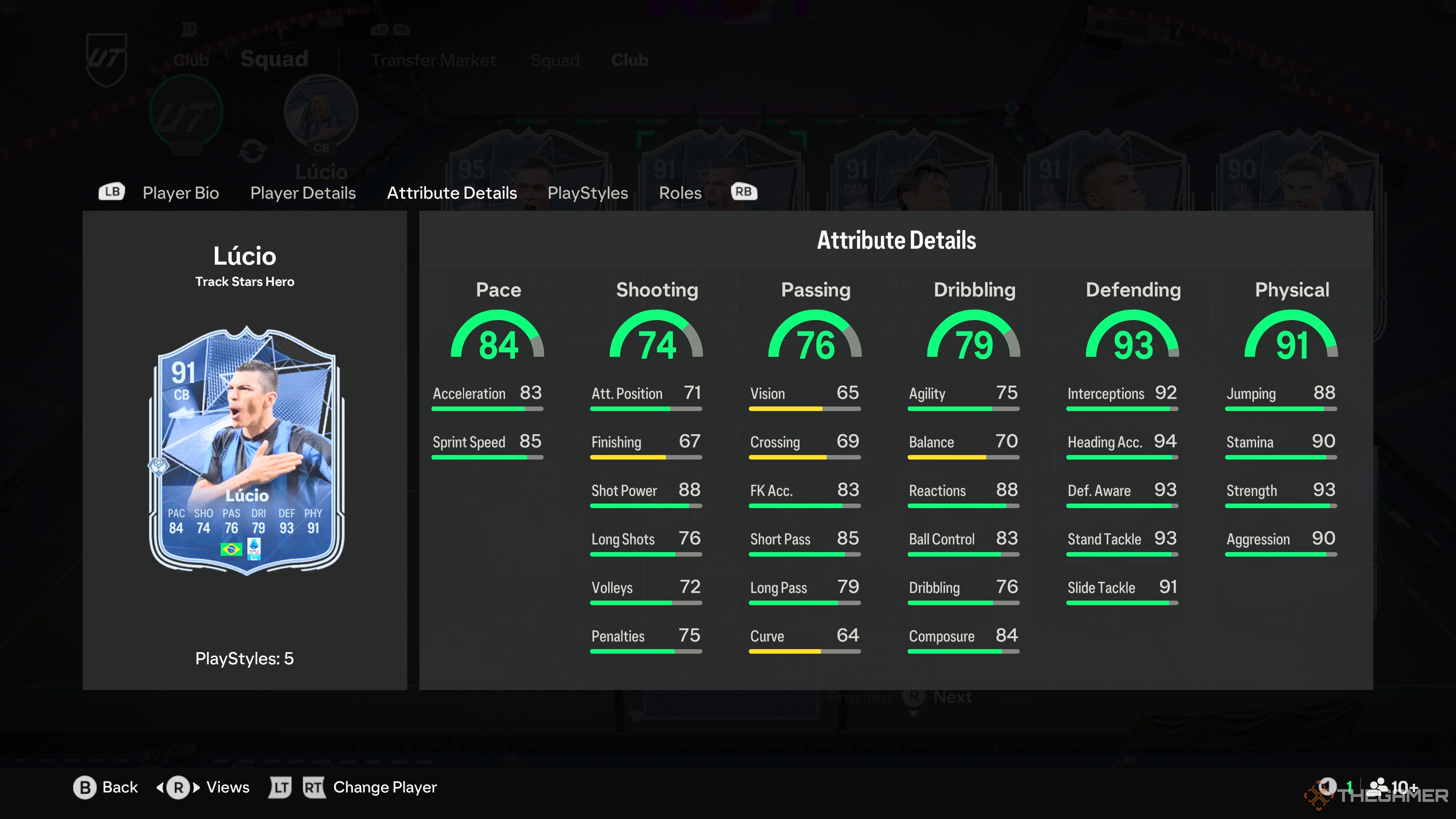 Lucio's attributes in EA Sports FC 25.