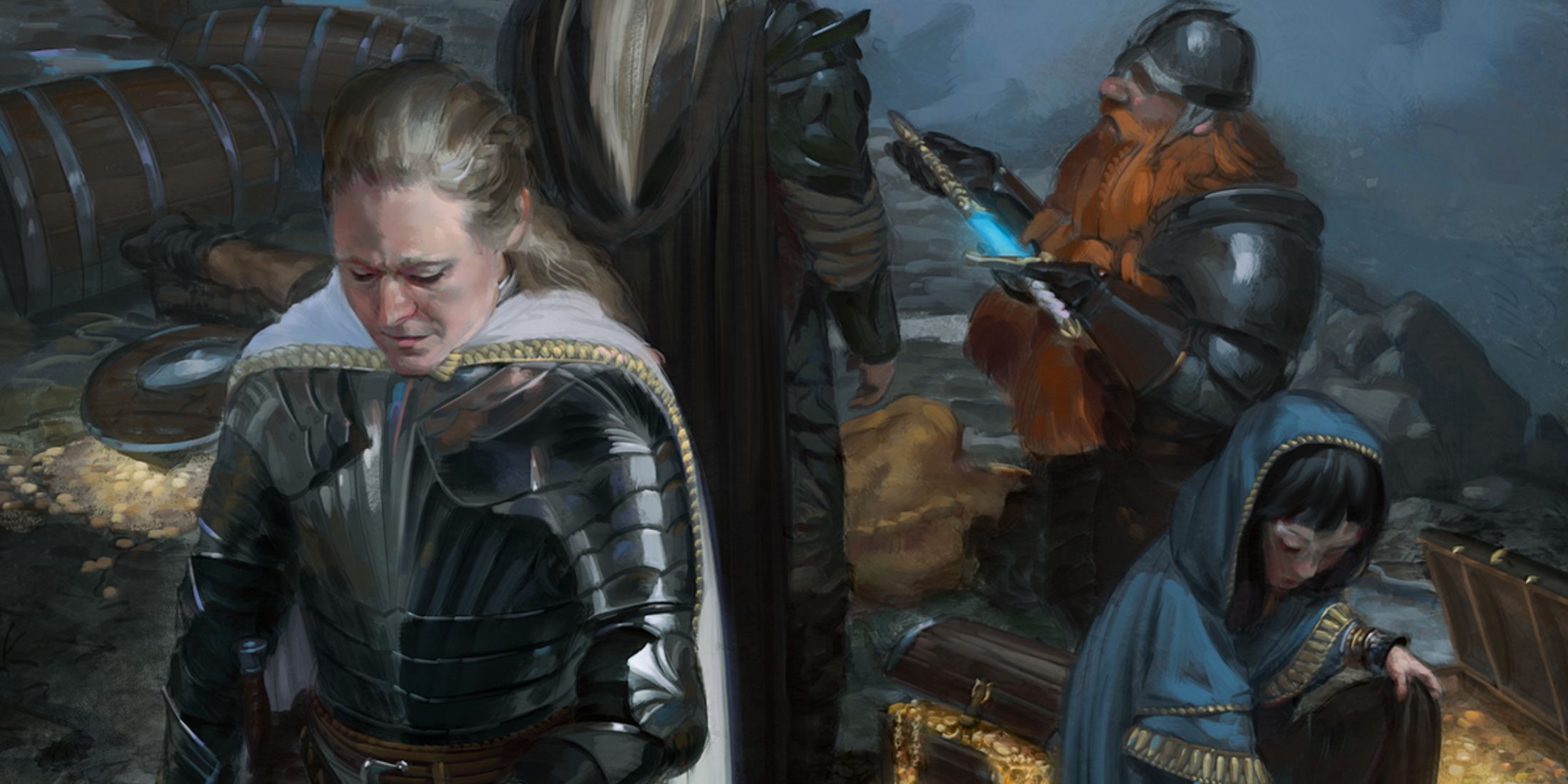 Woman looking down in Dungeons and Dragons artwork