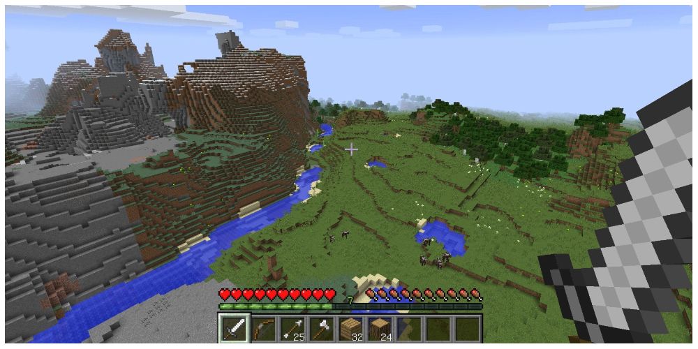 screenshot overlooking the landscape in Minecraft