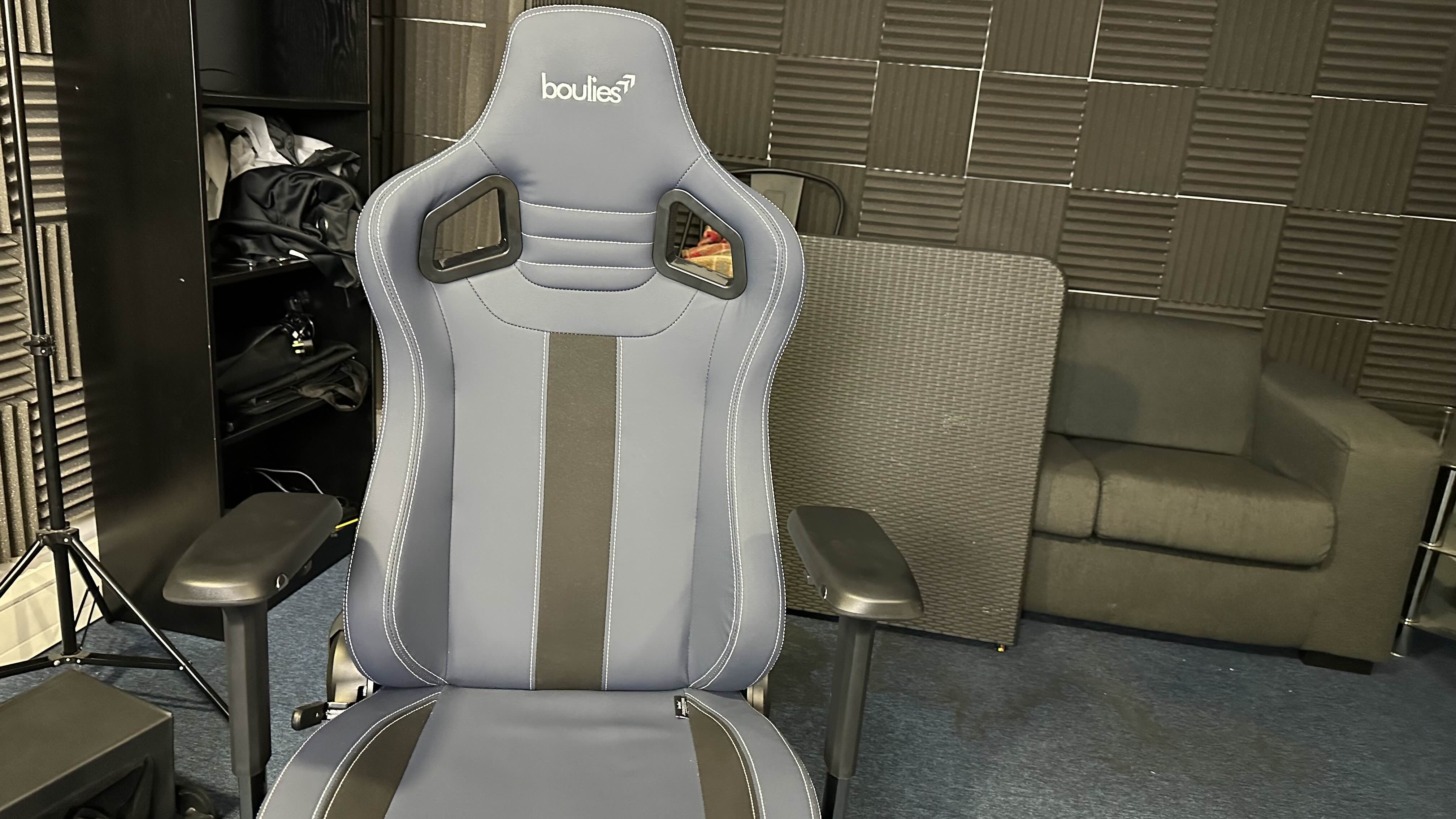 A blue boulies gaming chair