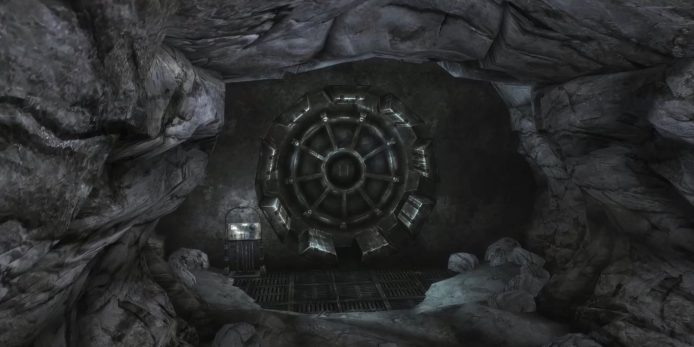 The vault door of Vault 11 from Fallout New Vegas