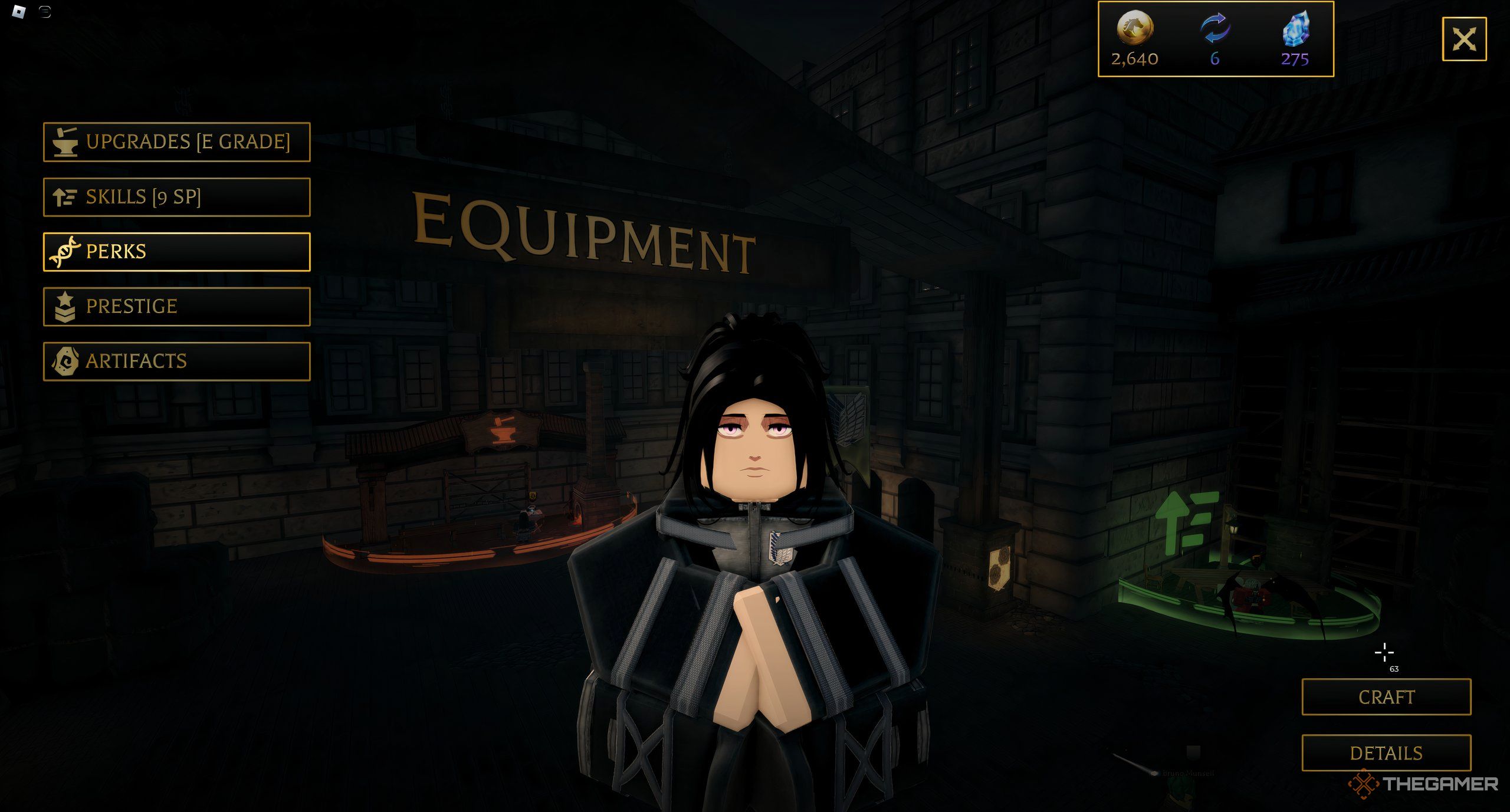 A player in Roblox: Attack on Titan Revolution upgrading their perks. 