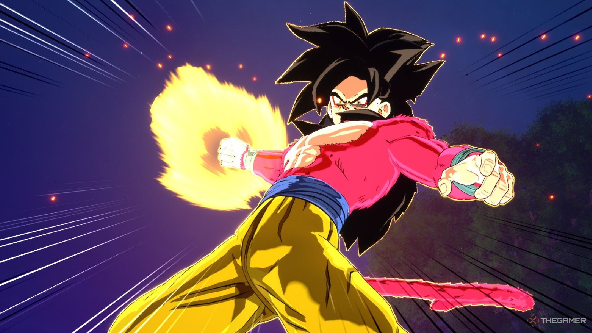 Dragon Ball Sparking Zero image showing Goku as a super saiyan 4.