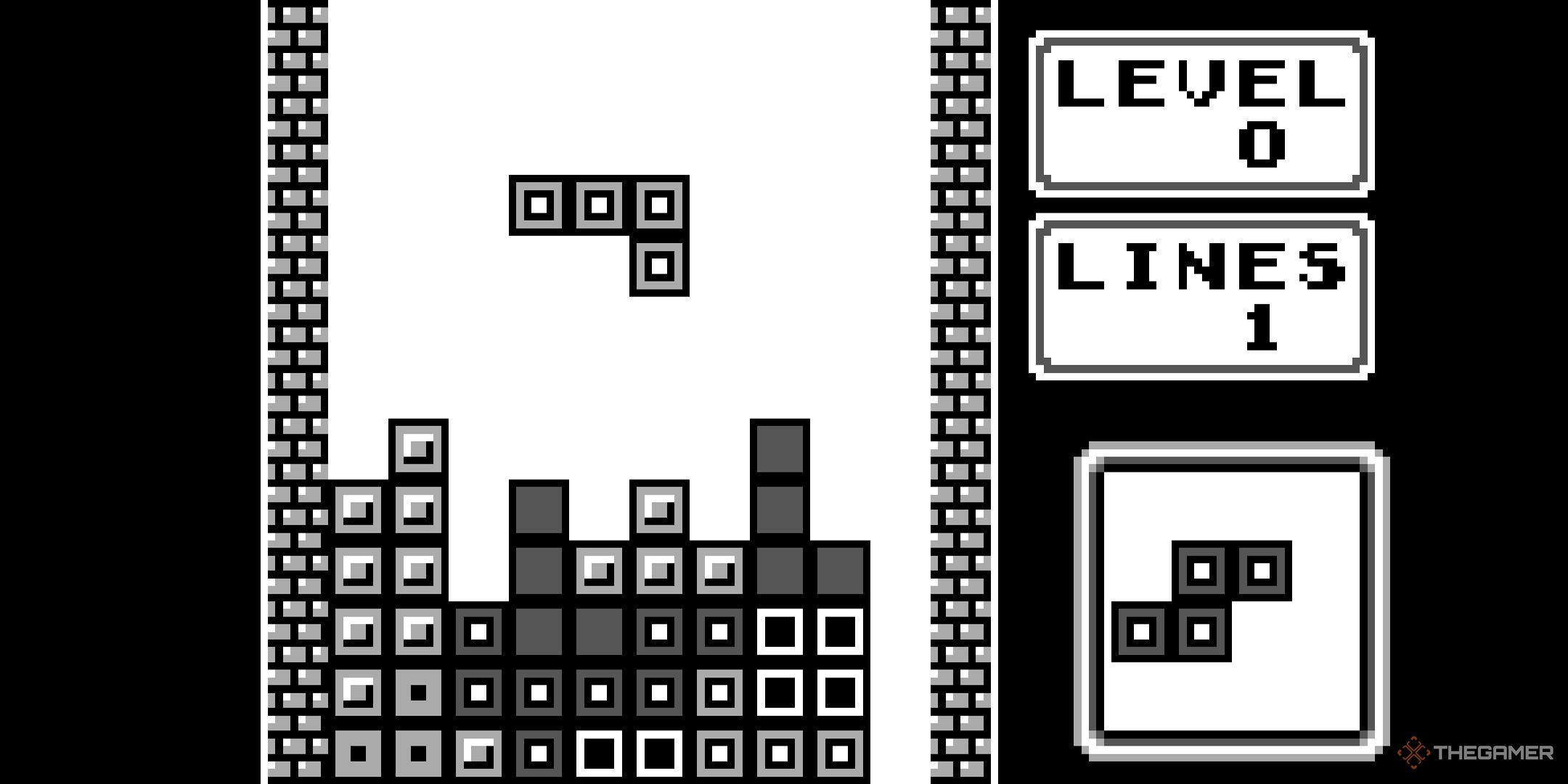 A stack of tetrominoes from Tetris.