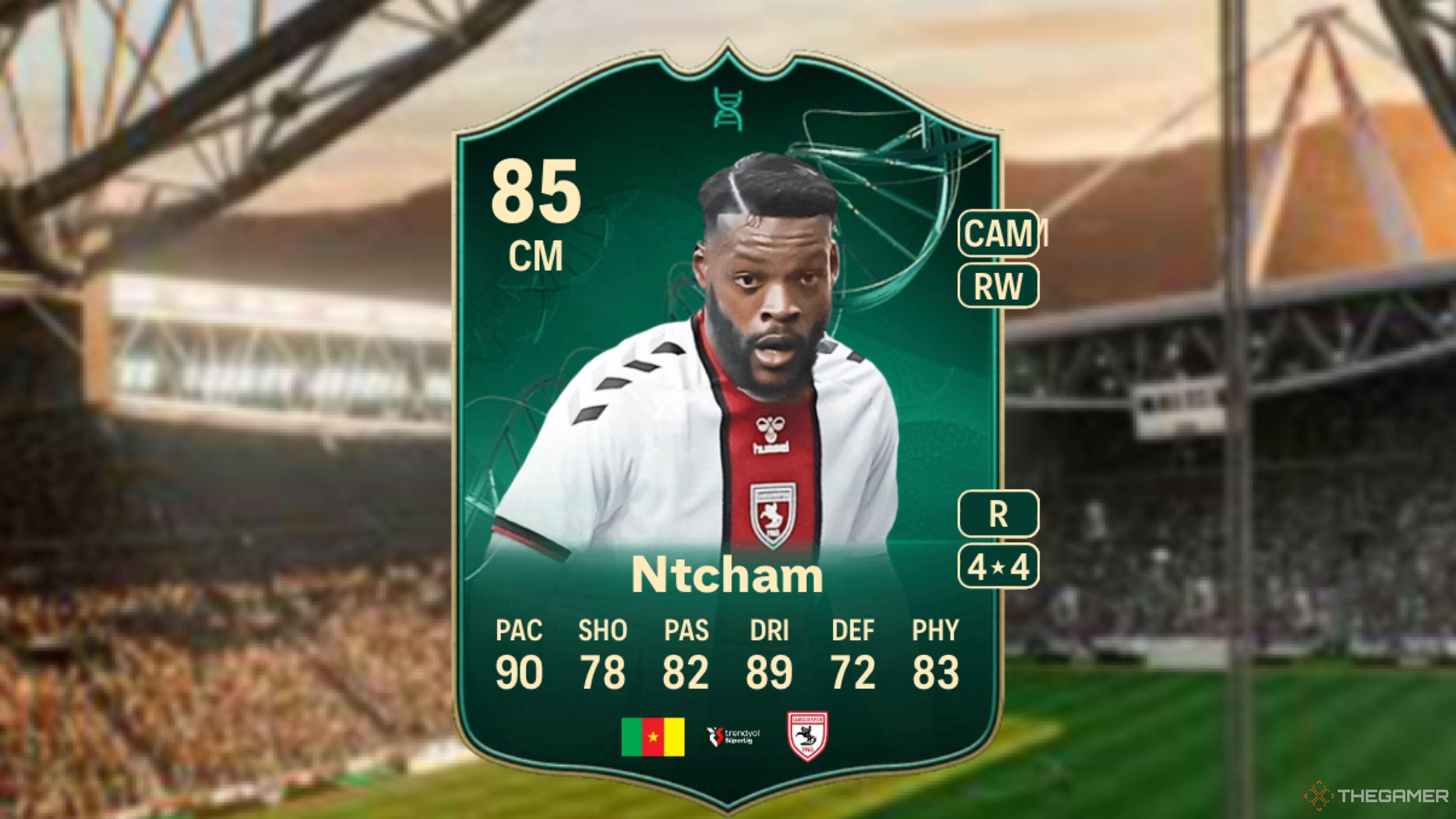 Image showing Ntcham card against a faded stadium background.