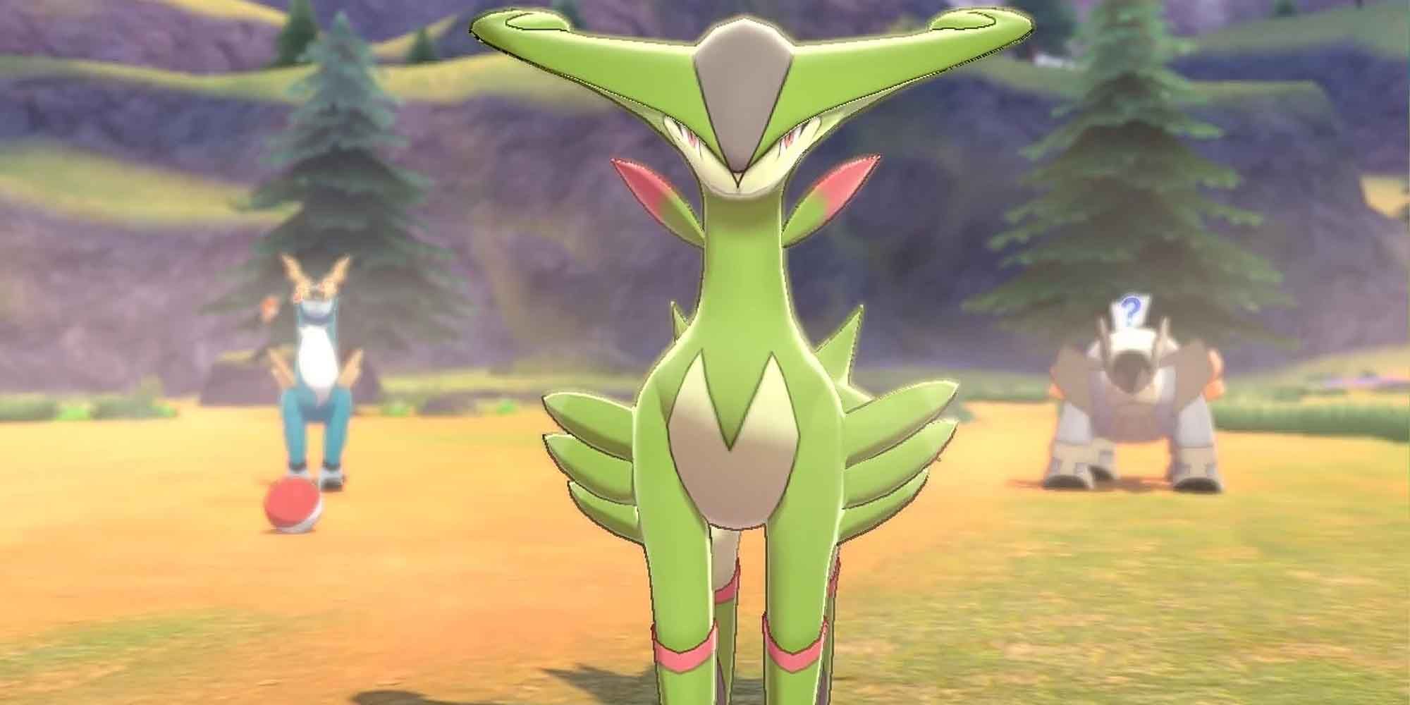 The Grass/Fighting type Pokemon, Virizion in the Pokemon anime.