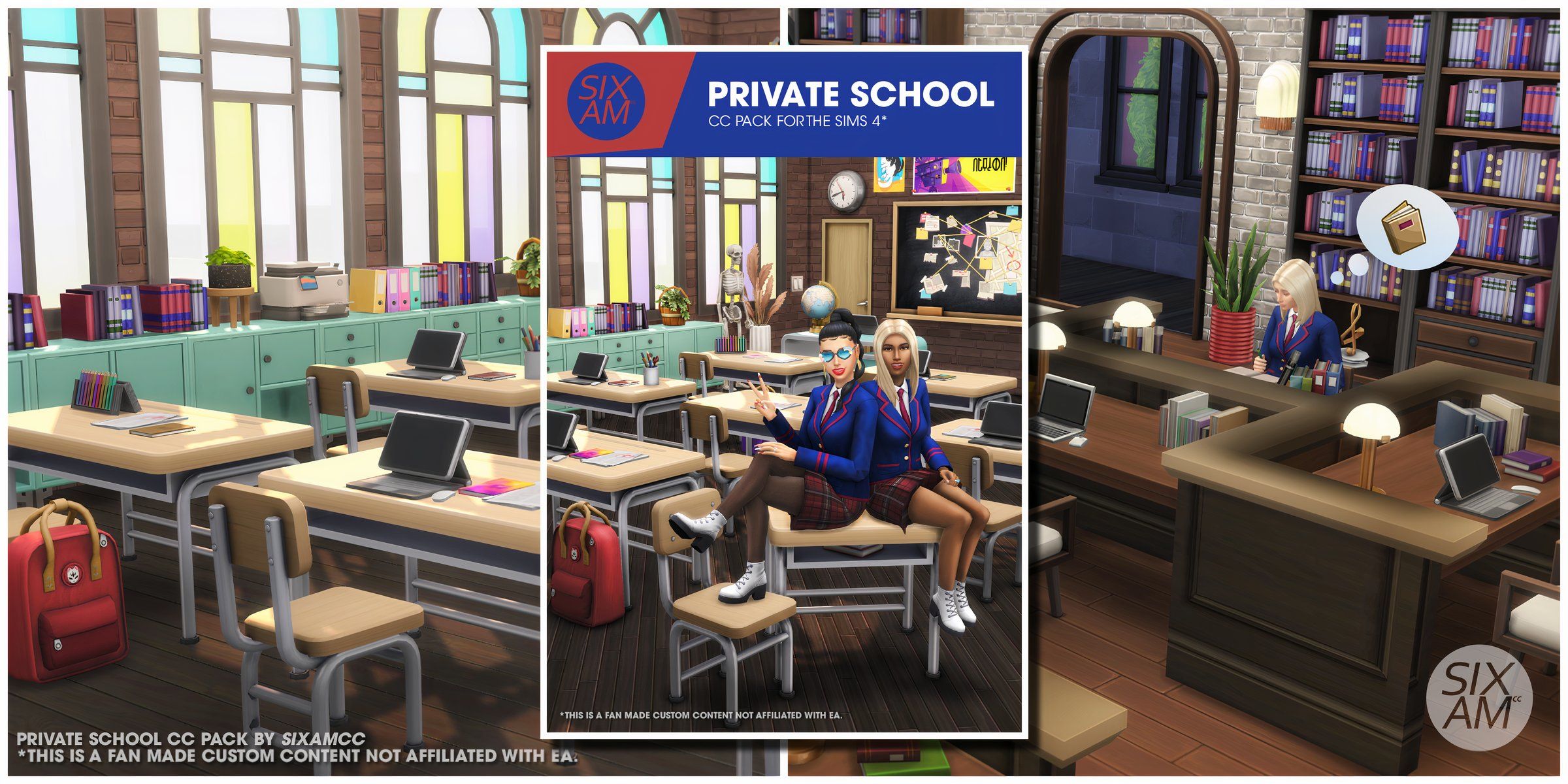 The new custom content items from the Private School CC Pack mod