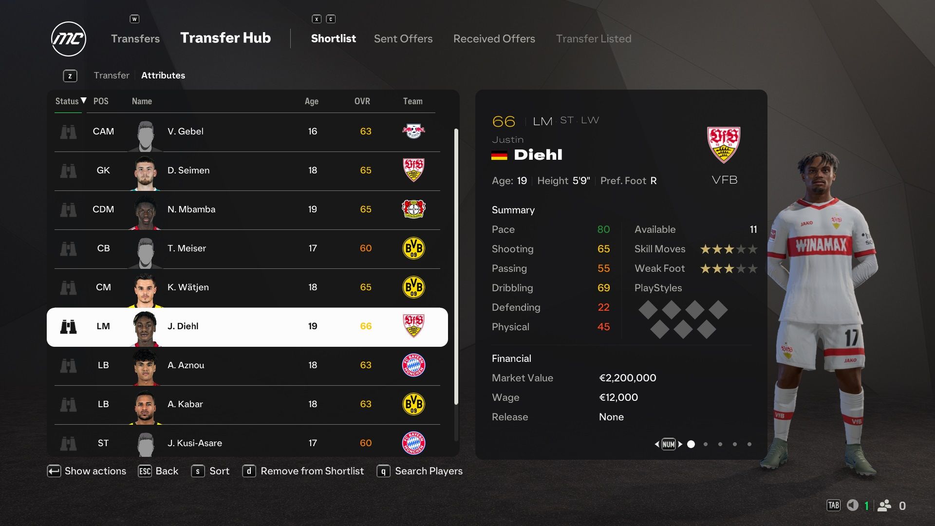 Justin Diehl in EA Sports FC 25.