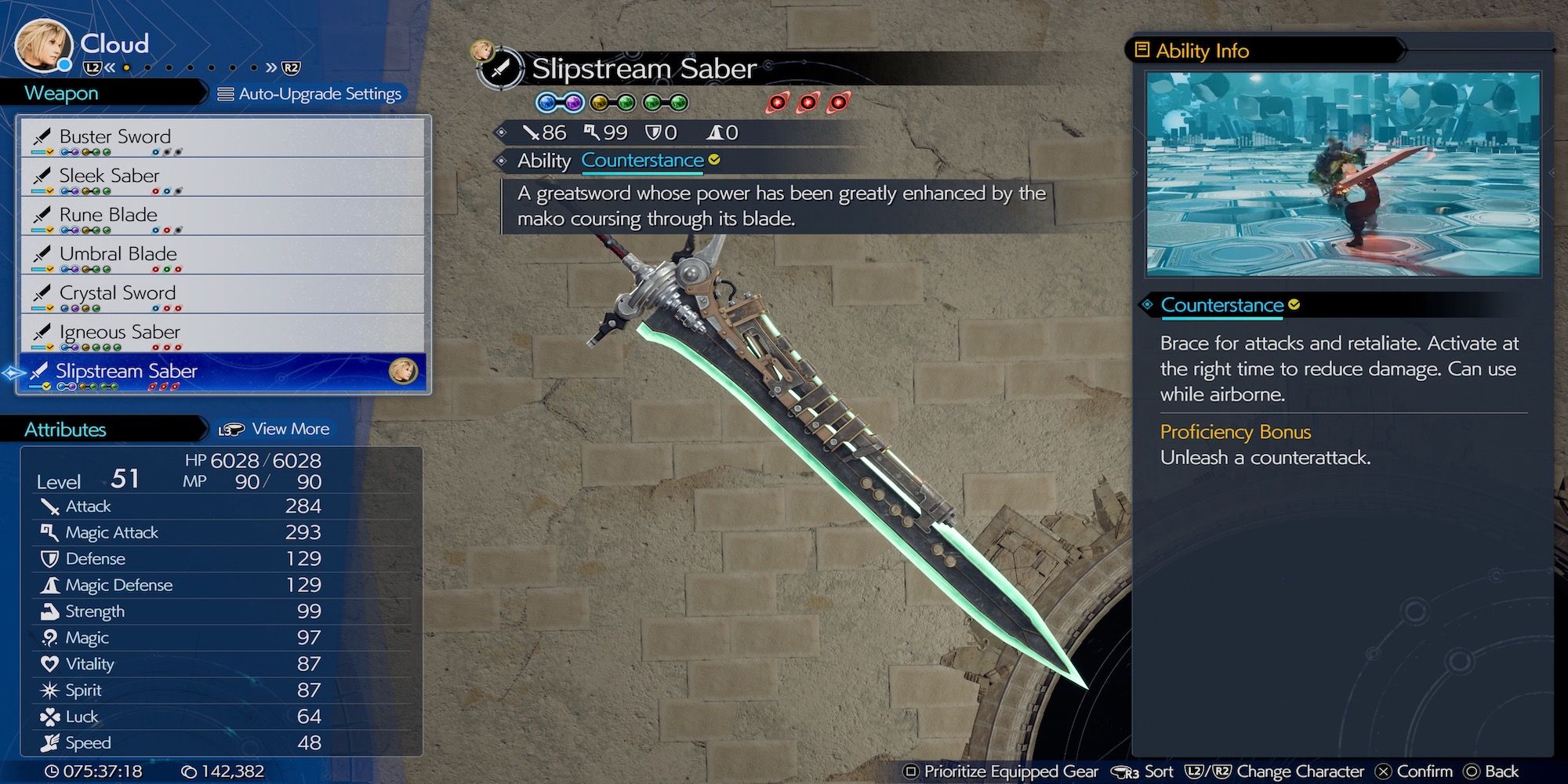 Slipstream Saber weapon in Final Fantasy 7 Rebirth