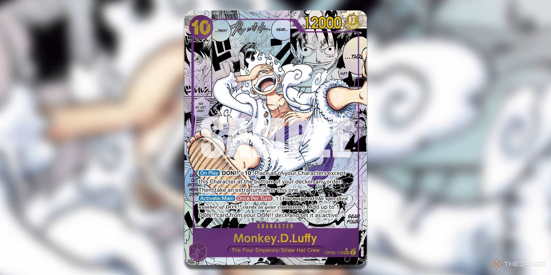 The card of Monkey D. Luffy from The Best set of the One Piece Trading Card game