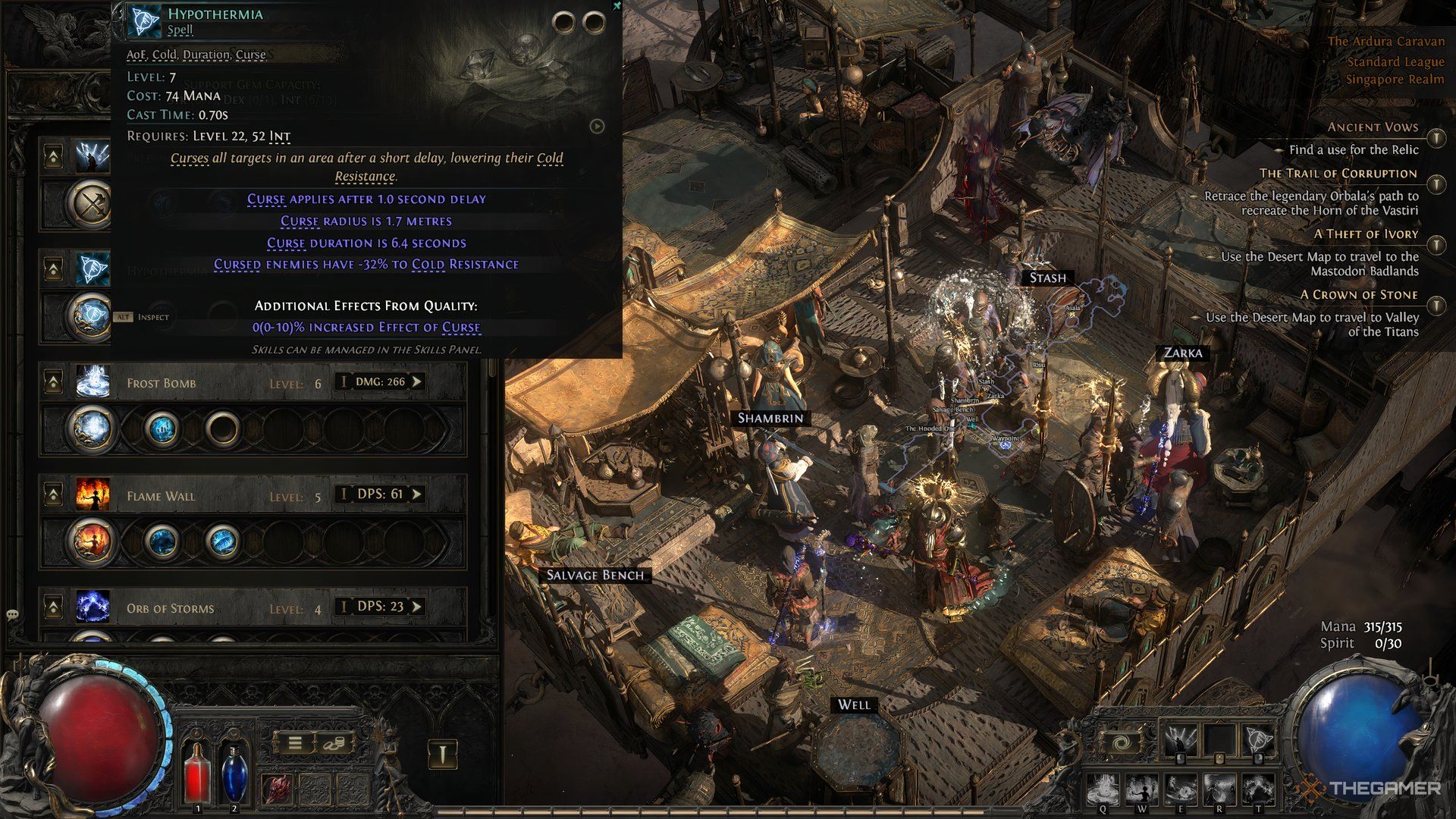 Hypothermia skill display in Path of Exile 2.