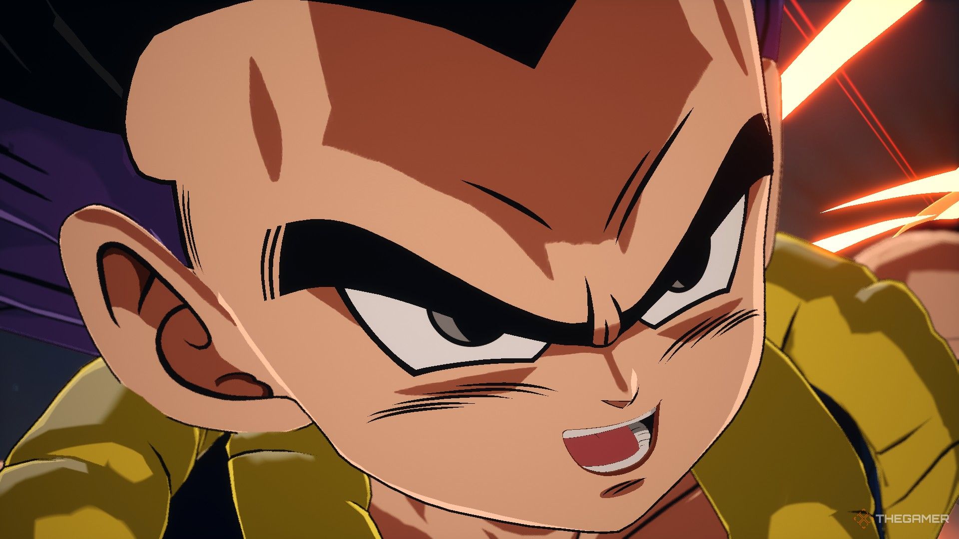 Dragon Ball Sparking Zero image showing a Gotenks closeup.