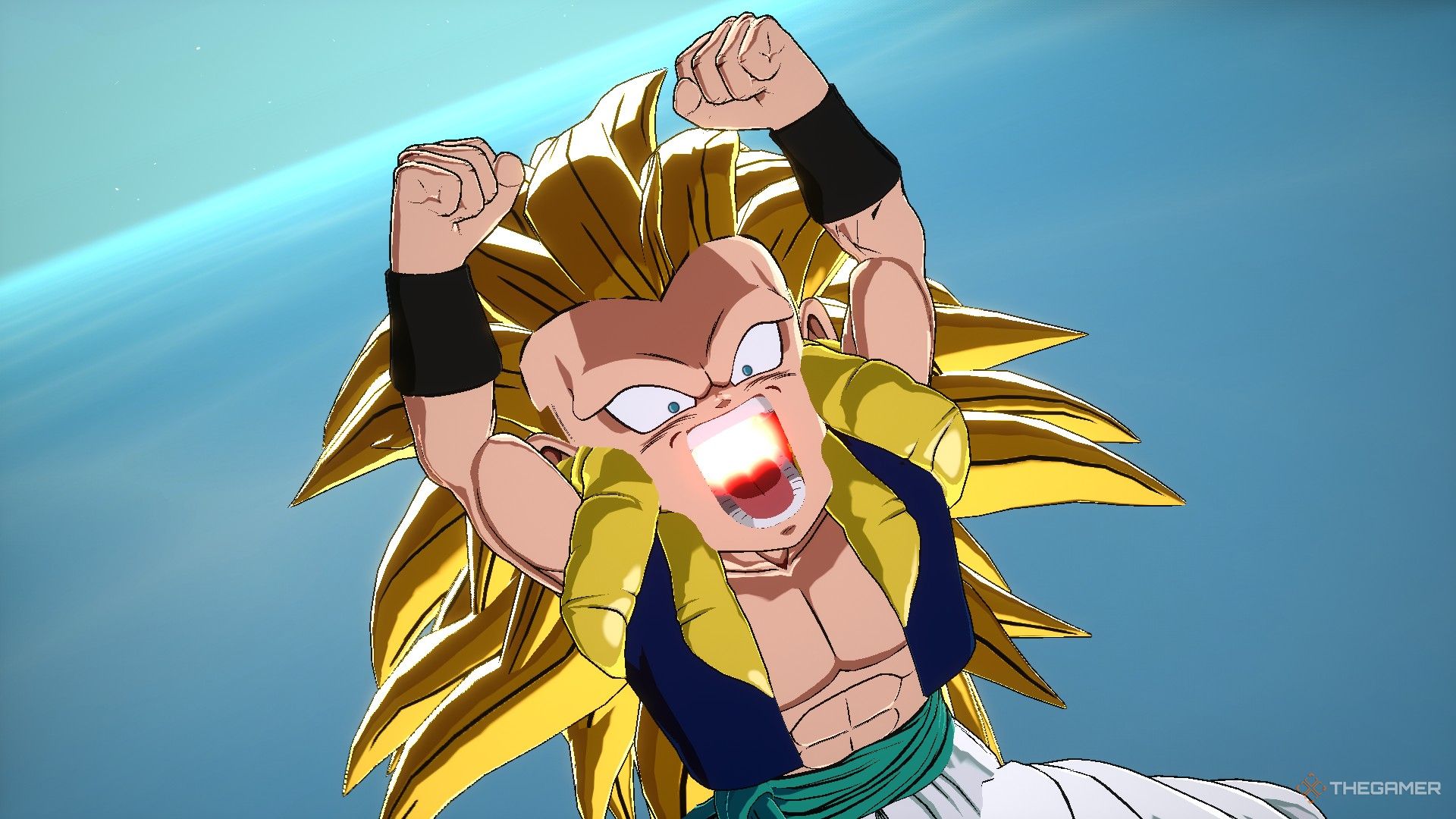 Dragon Ball Sparking Zero image showing Gotenks as a super saiyan 3.