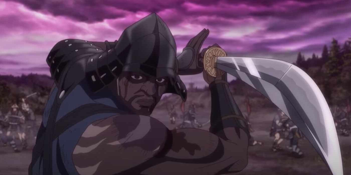 Yasuke holding a sword in anime