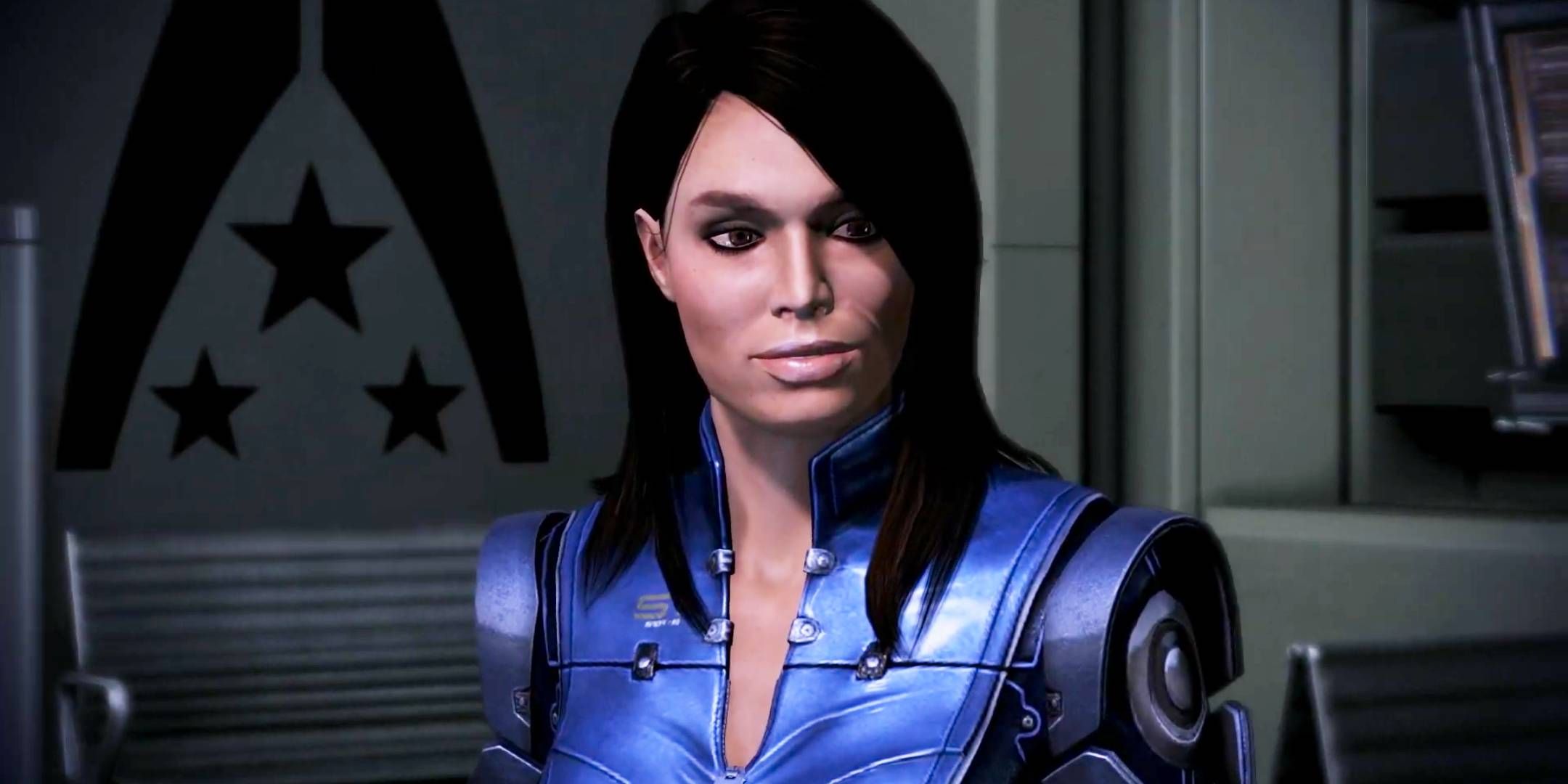 Ashley Williams smiling in the intro to Mass Effect 3.