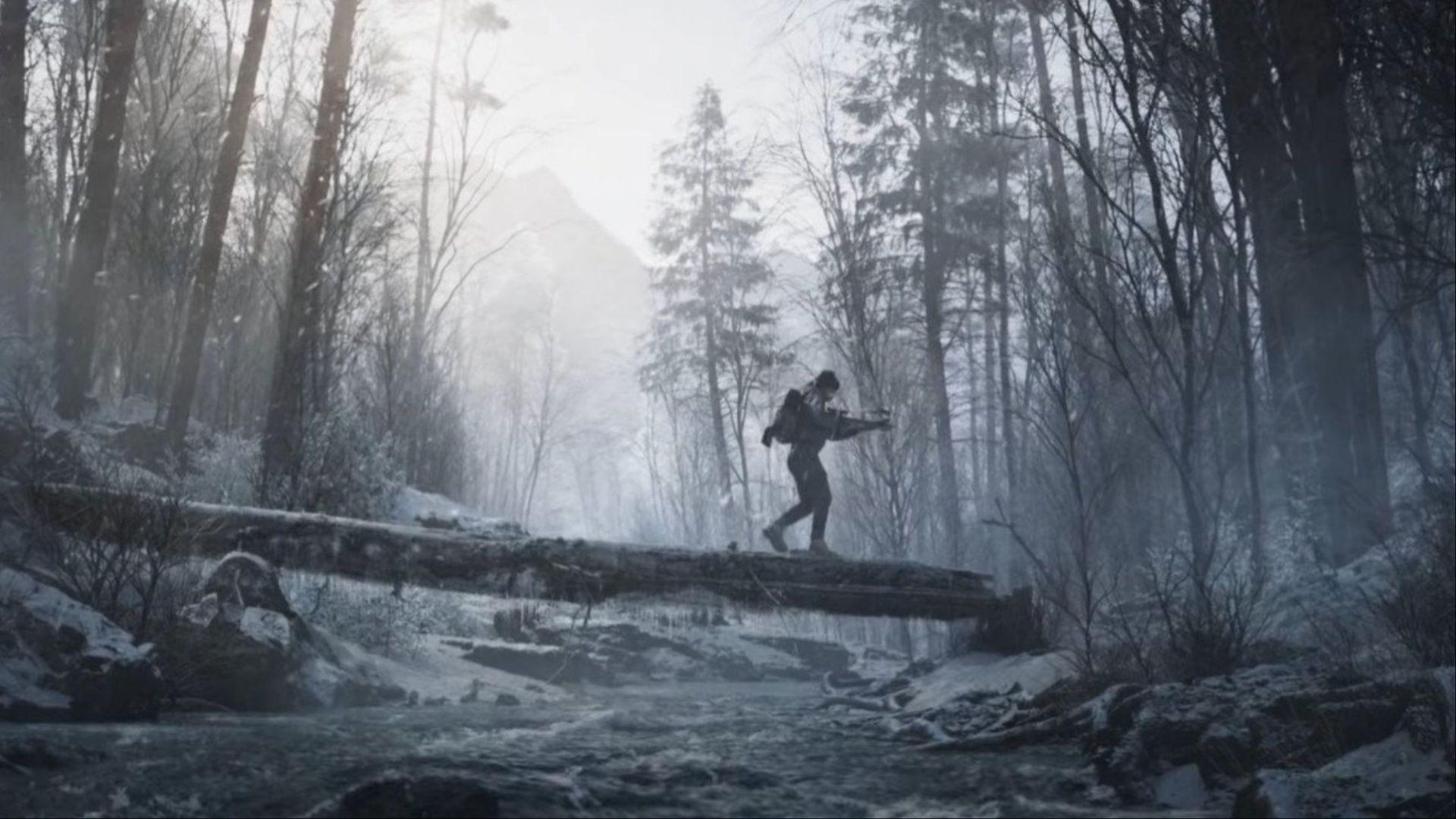 A survivor walking across a frozen bridge with a crossbow in hand in State of Decay 3.