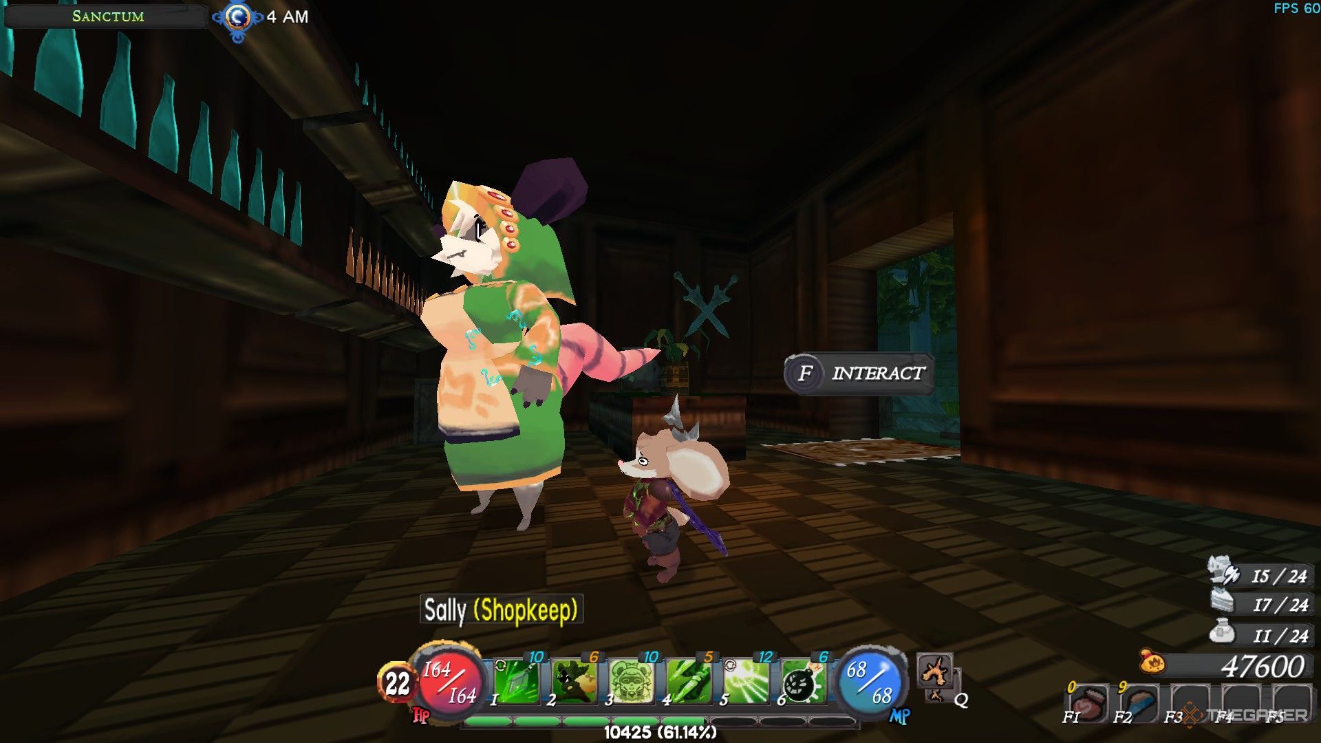 The image shows Sally the Shopkeep in Atlyss.