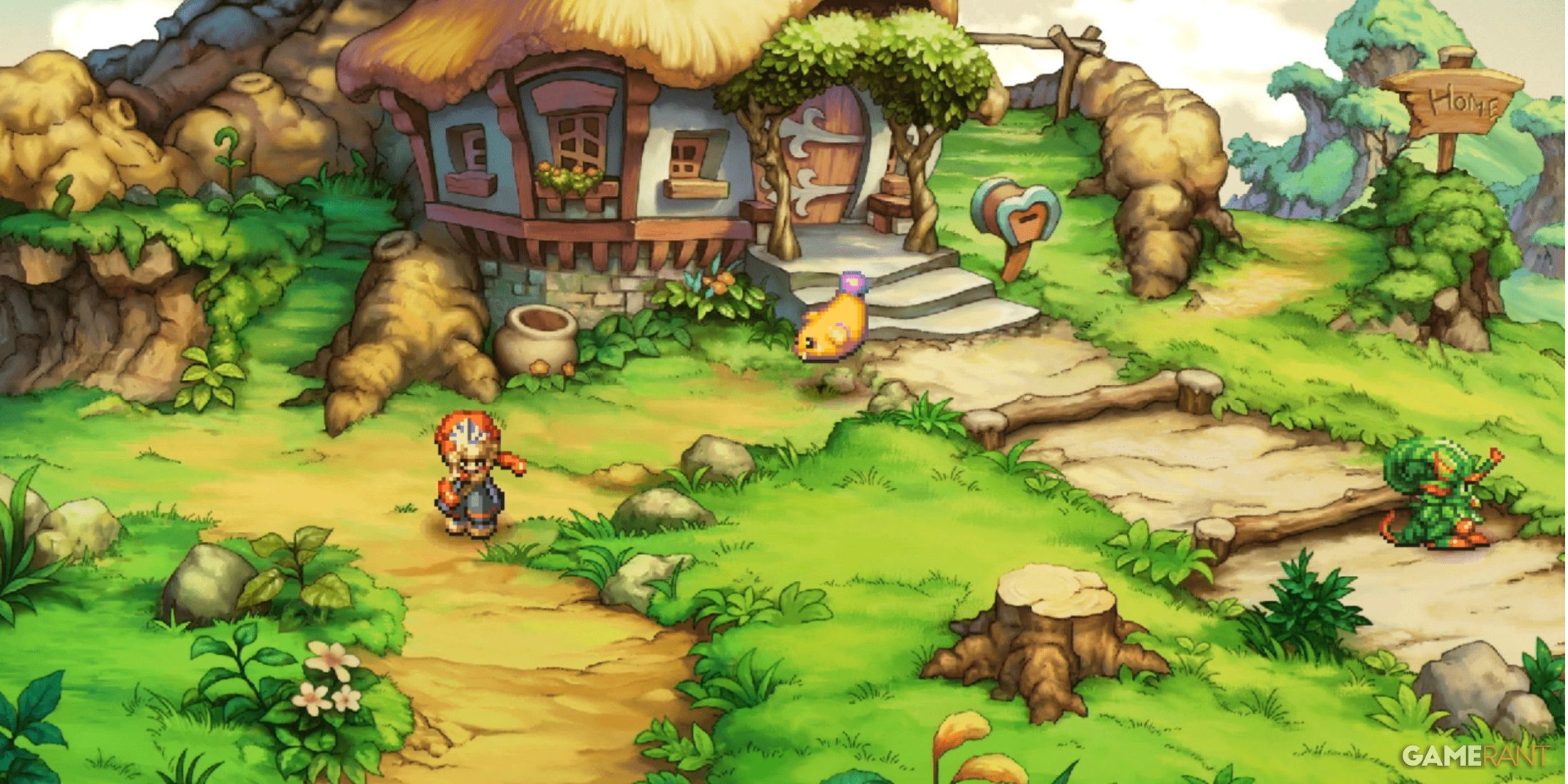 a illustration of the beggining of the game on Legend of Mana