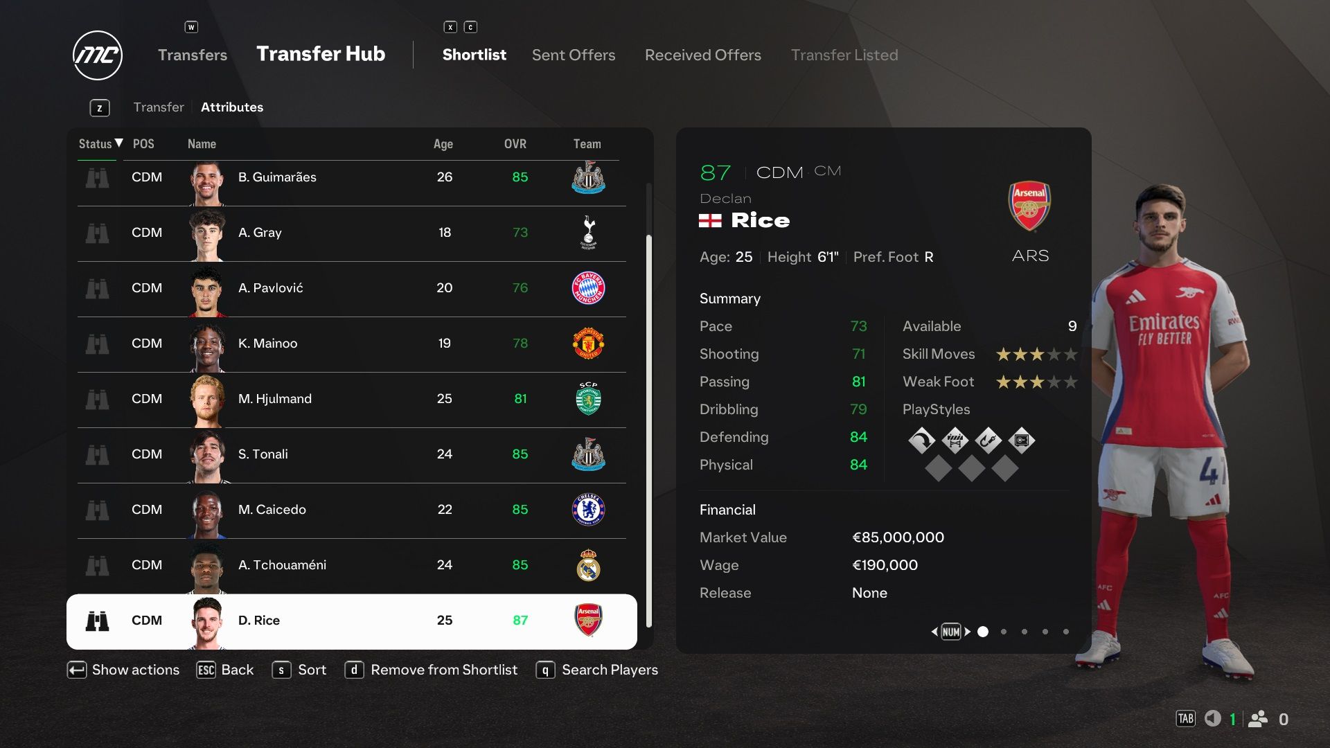 Declan Rice in EA Sports FC 25.