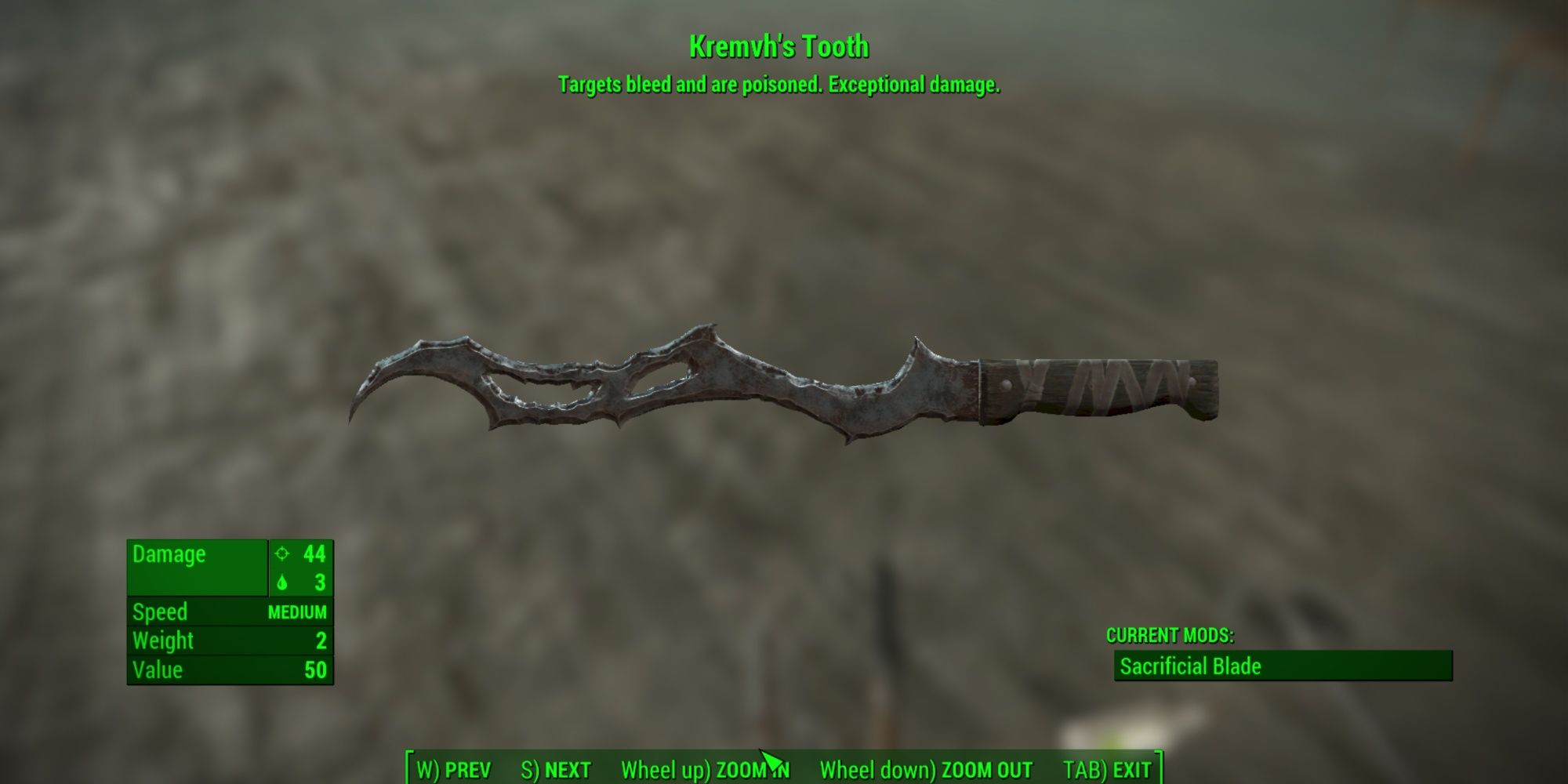 Kremvhs Tooth Melee Weapon Fallout 4