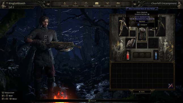 A screenshot of the game’s inventory screen features the Mercenary’s armor choice.