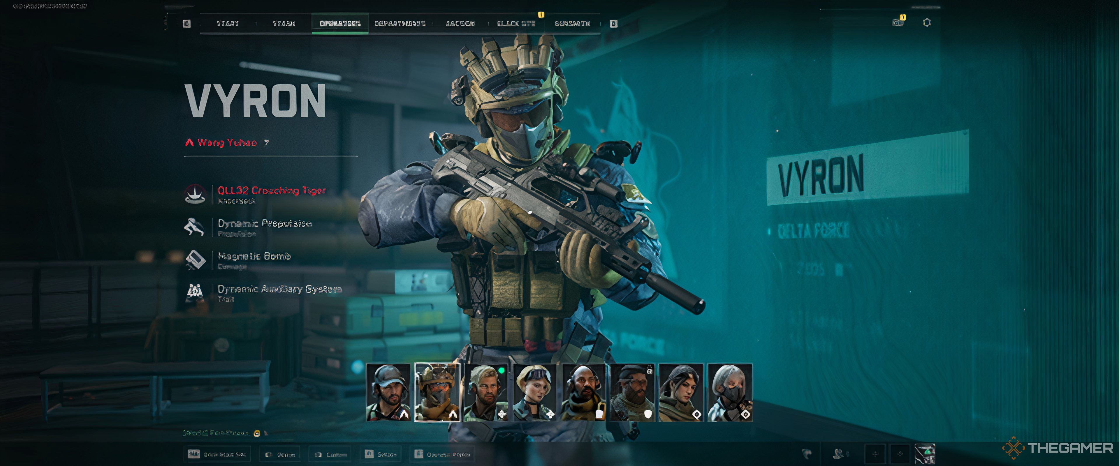 Delta Force Vyron operator description screen