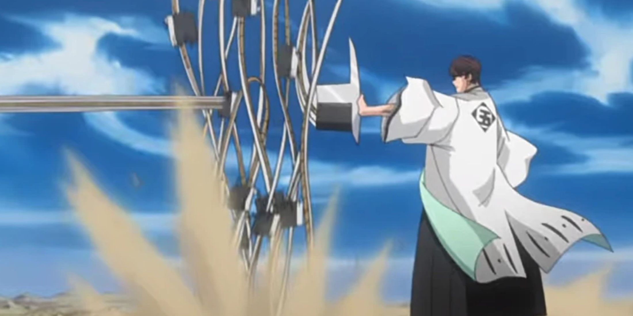 Bleach Sosuke Aizen Blocks Renji Abarai's Zabimaru