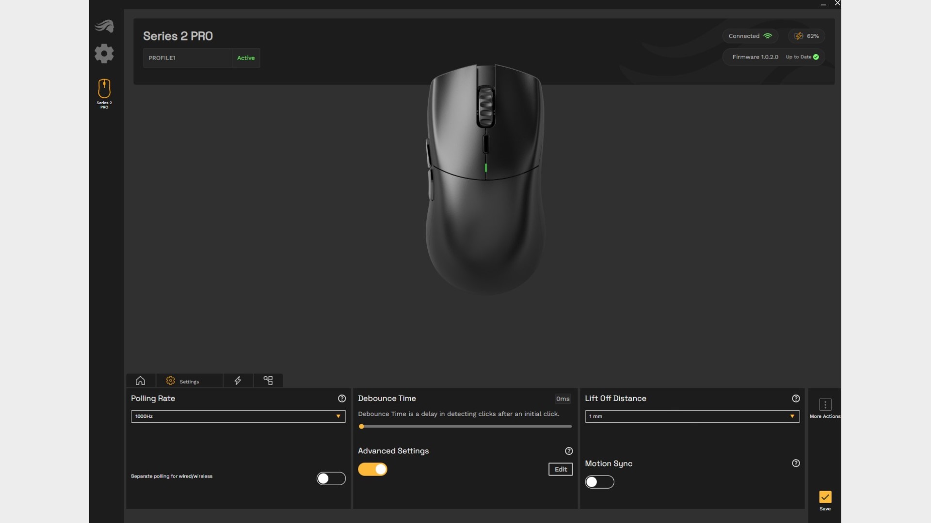 Glorious Core software running customization options for Series 2 Pro mouse