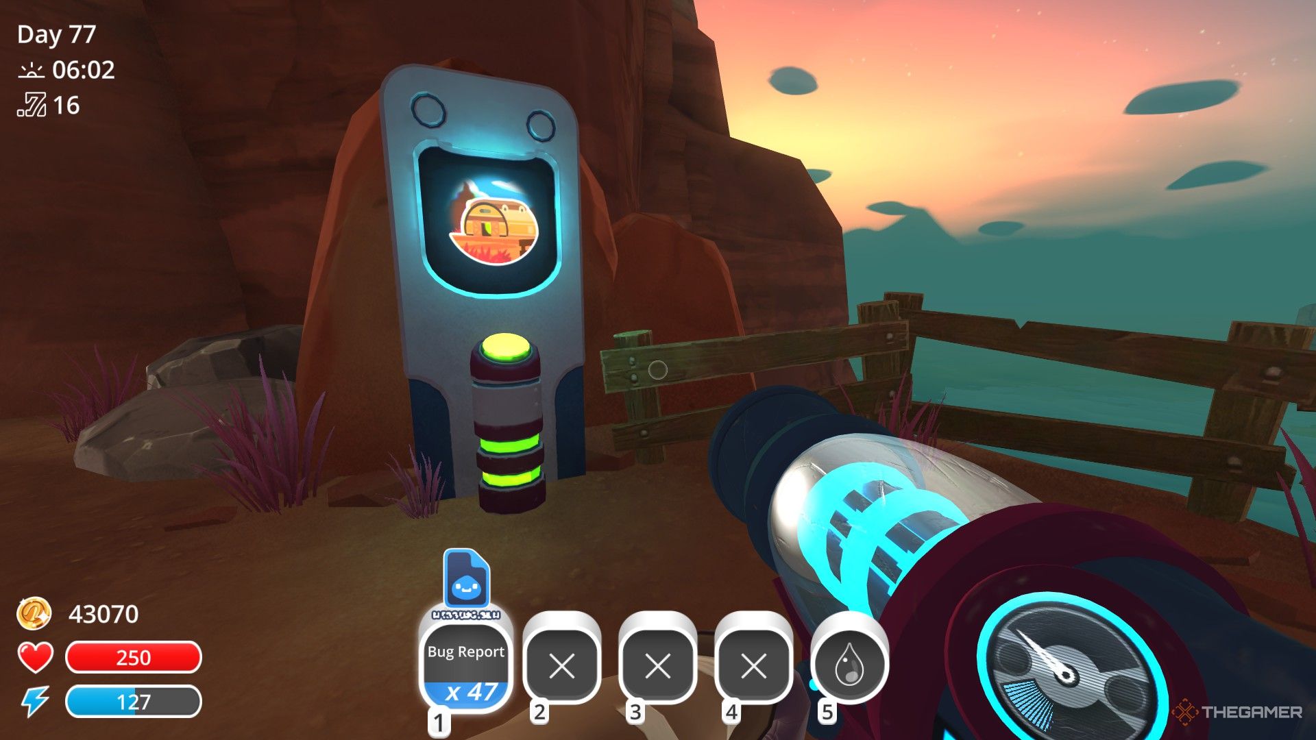 The player spends 10,000 Newbucks and unlocks the Lab in Slime Rancher.