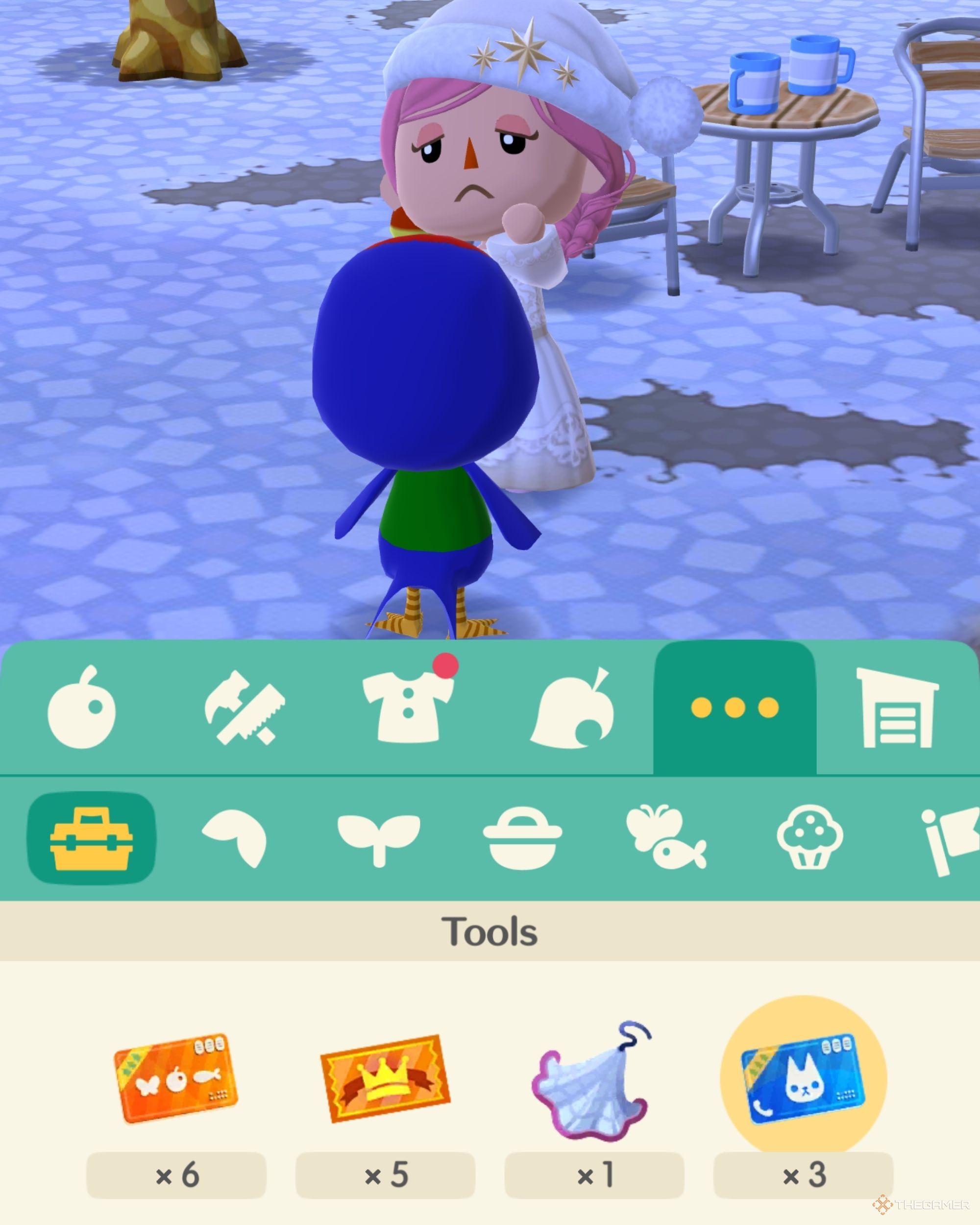 A character in Animal Crossing: Pocket Camp Complete talking to jay.