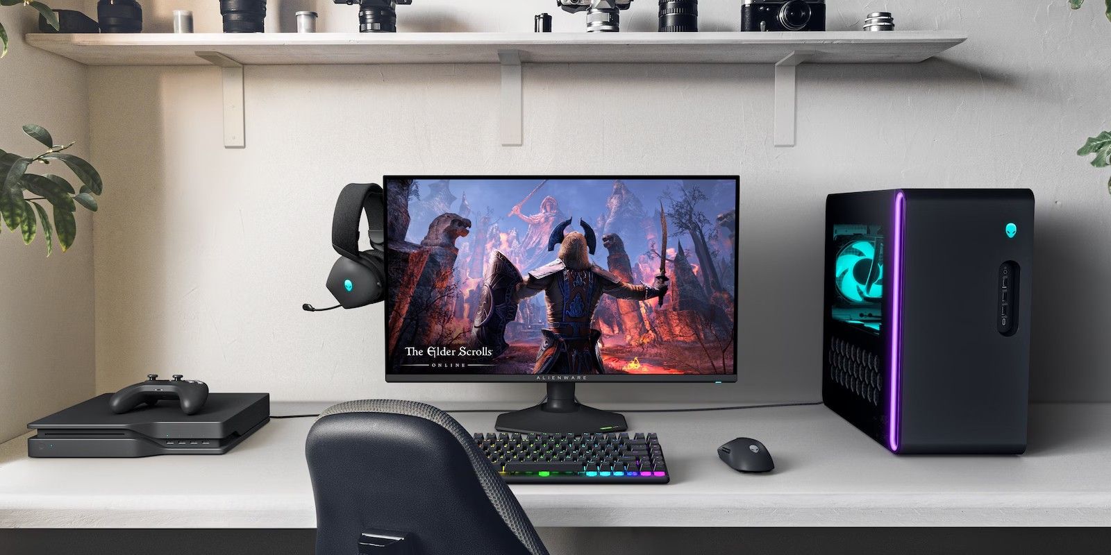 The Alienware AW2725QF gaming setup