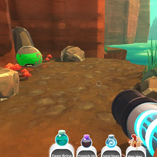 The player is looking at the second treasure pod at the Dry Reef in Slime Rancher