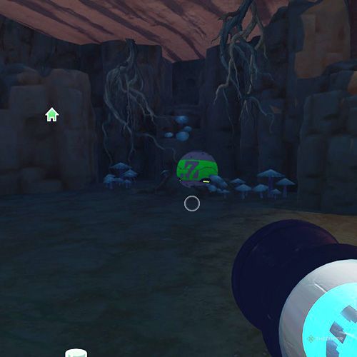 The player is looking at the  treasure pod no 3 at the Dry Reef in Slime Rancher