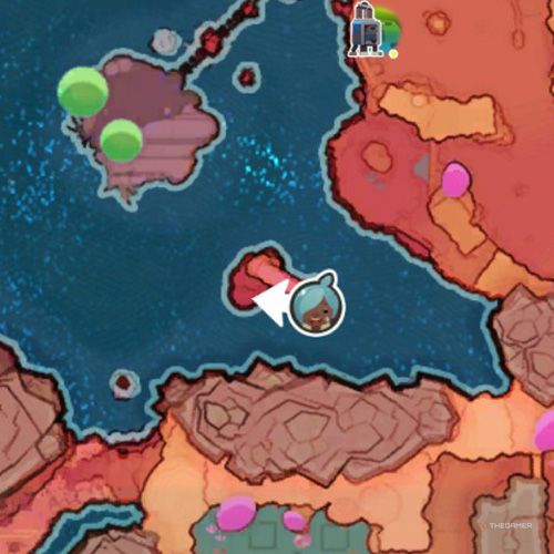 The player's icon shows the location of the treasure pod no 8 at the Dry Reef in Slime Rancher