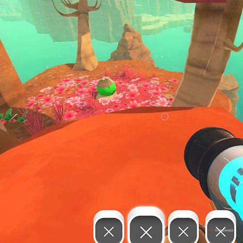 The player is looking at the  treasure pod no 7 at the Dry Reef in Slime Rancher