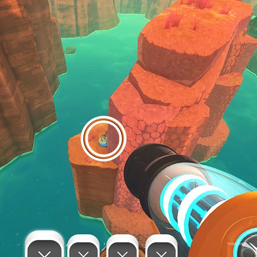 The player is looking at the  treasure pod no 8 at the Dry Reef in Slime Rancher