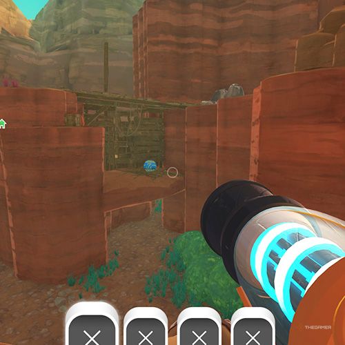 The player is looking at the  treasure pod no 9 at the Dry Reef in Slime Rancher