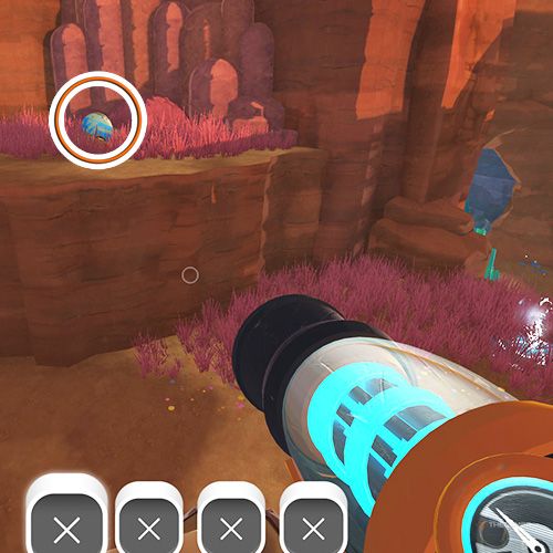 The player is looking at the  treasure pod no 10 at the Dry Reef in Slime Rancher