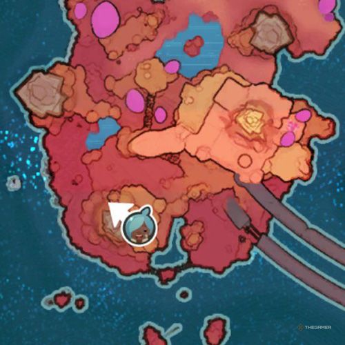 The player's icon shows the location of the treasure pod no 14 at the Dry Reef in Slime Rancher