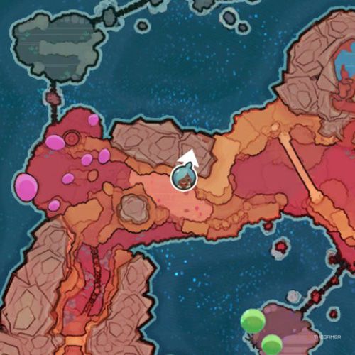 The player's icon shows the location of the treasure pod no 16 at the Dry Reef in Slime Rancher