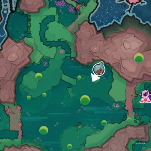 The player's icon shows the location of the treasure pod no 12 at the Moss Blanket in Slime Rancher