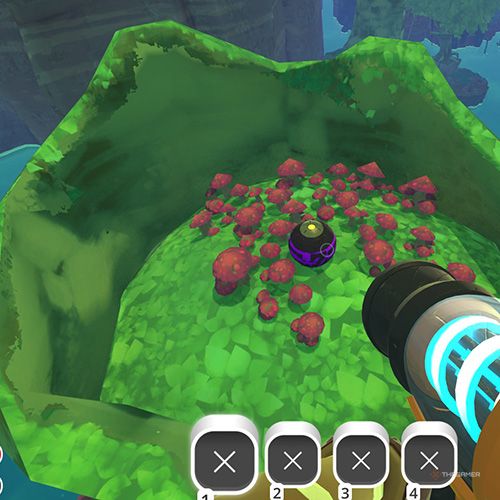 The player is looking at the  treasure pod no 16 at the Moss Blanket in Slime Rancher-1